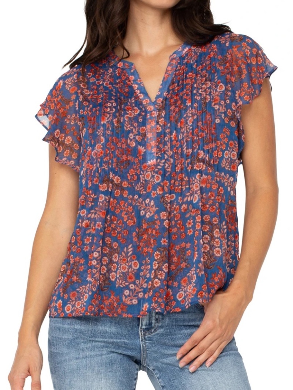Liverpool Los Angeles Flutter Sleeve Blouse Top M